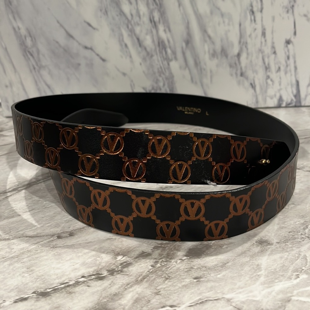 NEW Valentino gold embossed black belt only - Picture 2 of 7